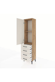 Arges Dolap 2 Raflı 4 Çekmeceli Tek Kapaklı 44x30x182 Çam-Aytaşı