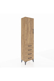 Arges Dolap 2 Raflı 4 Çekmeceli Tek Kapaklı 44x30x182 Çam-Çam