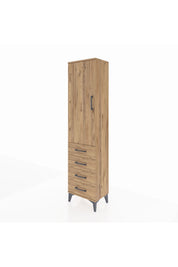 Arges Dolap 2 Raflı 4 Çekmeceli Tek Kapaklı 44x30x182 Çam-Çam