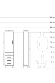 Arges Dolap 2 Raflı 4 Çekmeceli Tek Kapaklı 44x30x182 Çam-Çam