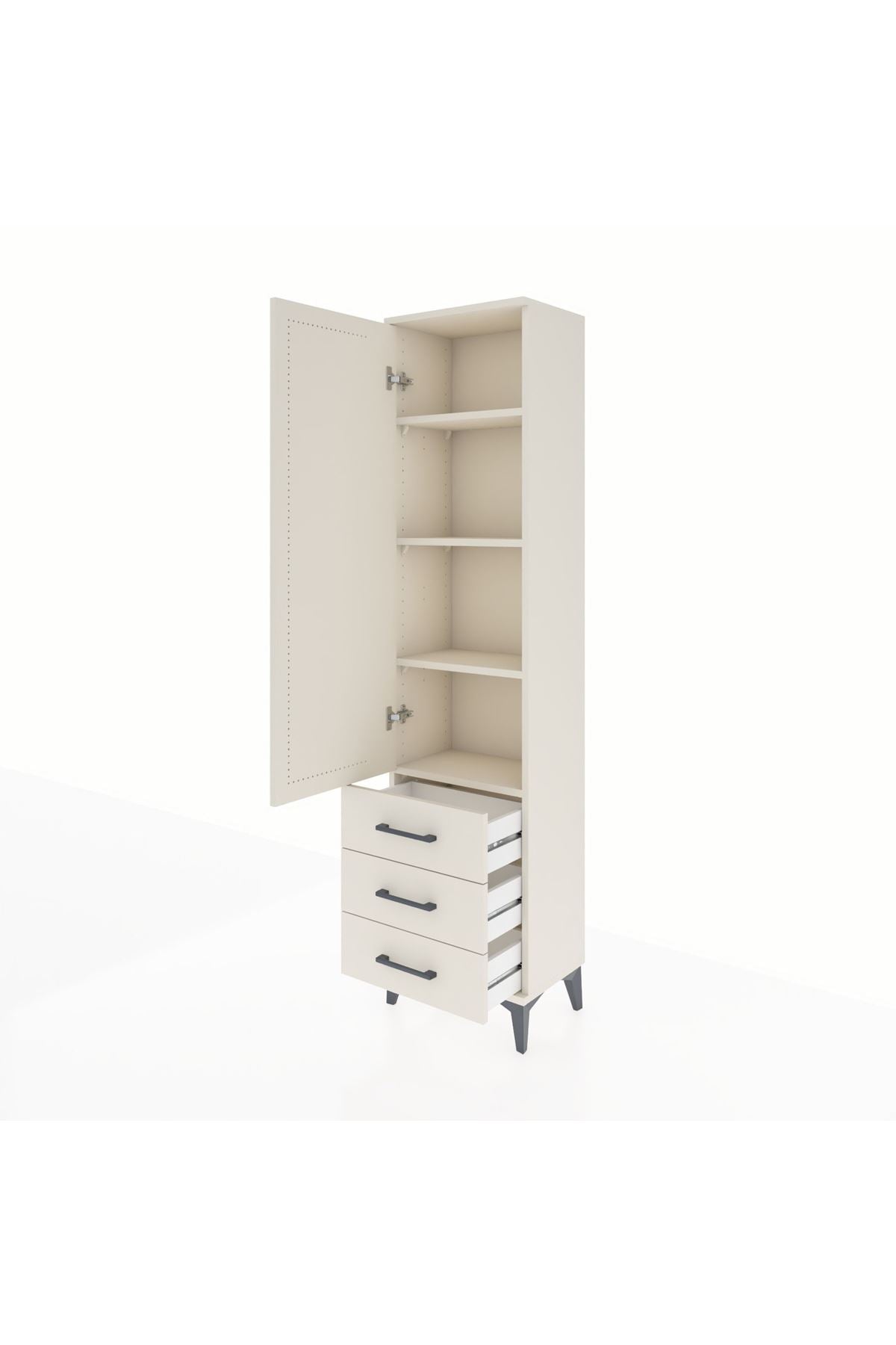 Arges Dolap 4 Raflı 3 Çekmeceli Tek Kapaklı 44x30x182 Aytaşı-Aytaşı