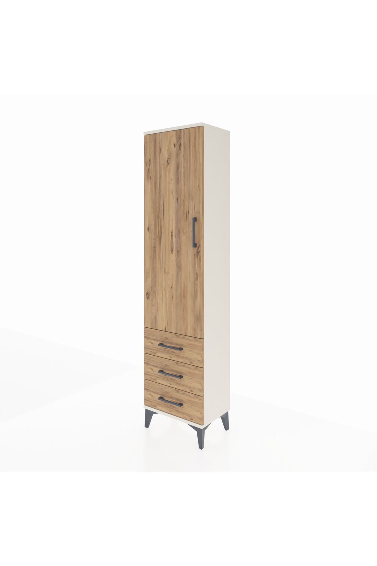 Arges Dolap 4 Raflı 3 Çekmeceli Tek Kapaklı 44x30x182 Aytaşı-Çam