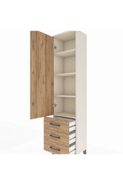 Arges Dolap 4 Raflı 3 Çekmeceli Tek Kapaklı 44x30x182 Aytaşı-Çam