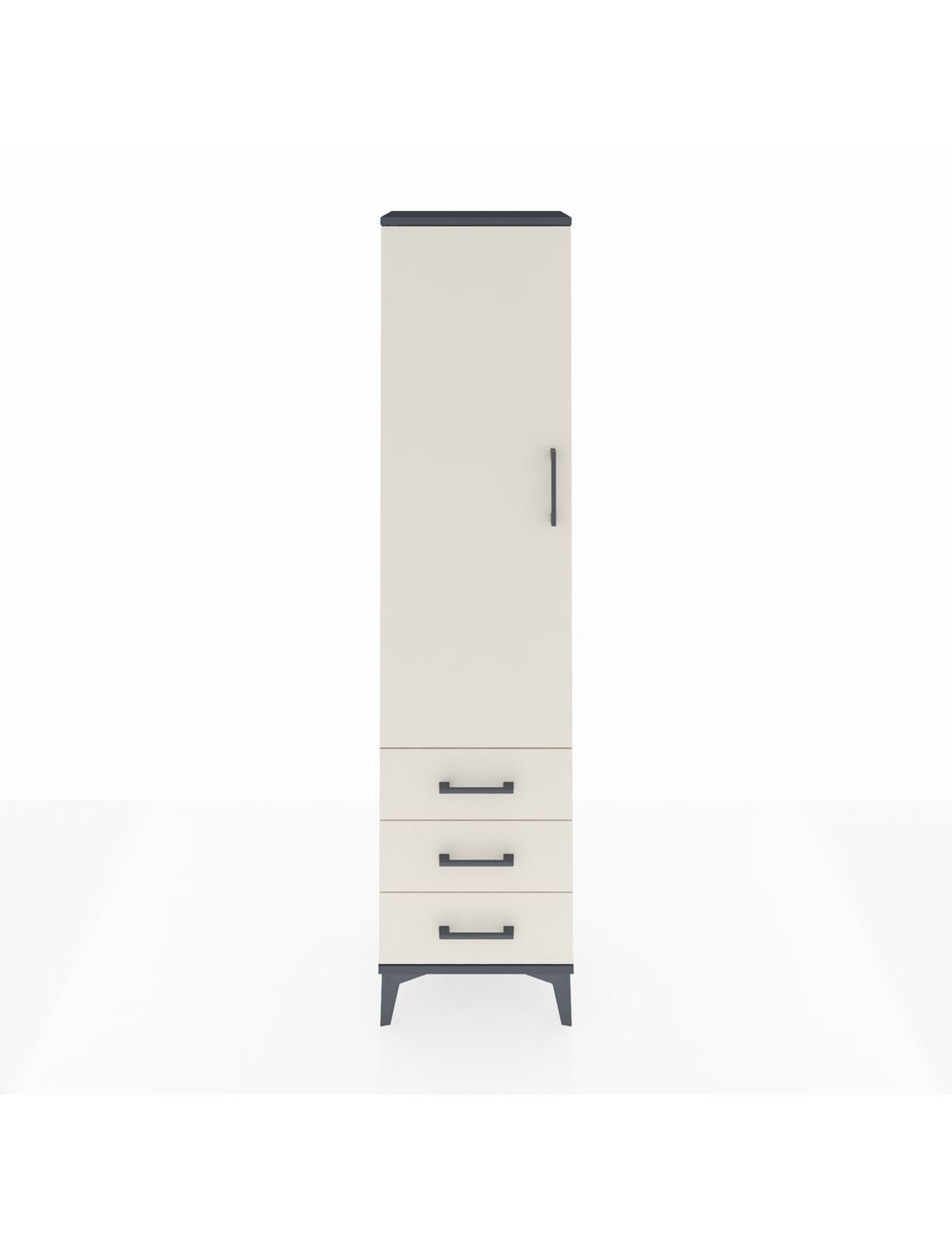 Arges Dolap 4 Raflı 3 Çekmeceli Tek Kapaklı 44x30x182 Antrasit-Aytaşı