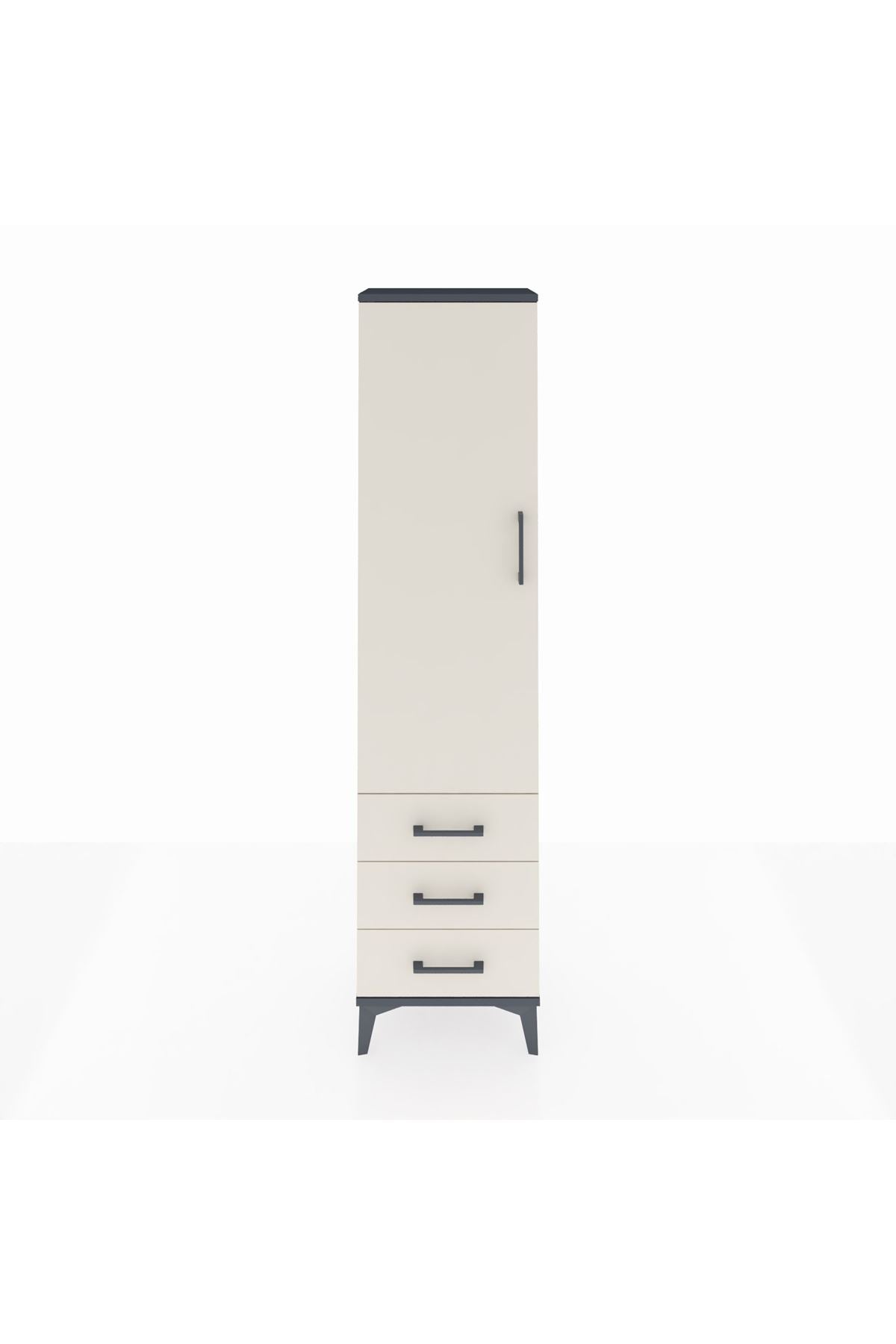 Arges Dolap 4 Raflı 3 Çekmeceli Tek Kapaklı 44x30x182 Antrasit-Aytaşı