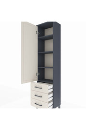 Arges Dolap 4 Raflı 3 Çekmeceli Tek Kapaklı 44x30x182 Antrasit-Aytaşı