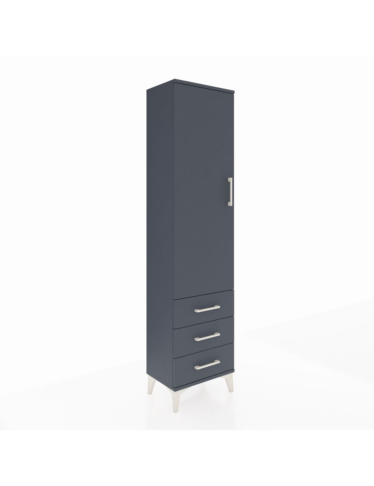 Arges Dolap 4 Raflı 3 Çekmeceli Tek Kapaklı 44x30x182 Antrasit-Antrasit