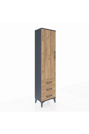 Arges Dolap 4 Raflı 3 Çekmeceli Tek Kapaklı 44x30x182 Antrasit-Çam