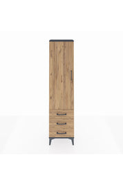 Arges Dolap 4 Raflı 3 Çekmeceli Tek Kapaklı 44x30x182 Antrasit-Çam