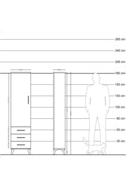 Arges Dolap 4 Raflı 3 Çekmeceli Tek Kapaklı 44x30x182 Antrasit-Çam