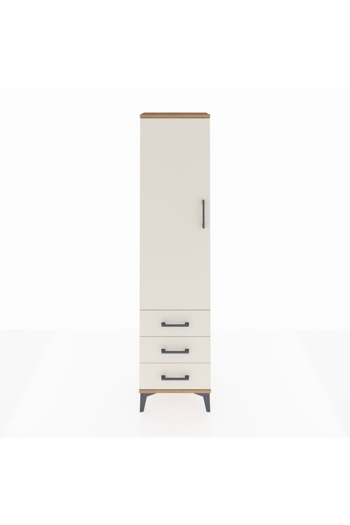 Arges Dolap 4 Raflı 3 Çekmeceli Tek Kapaklı 44x30x182 Çam-Aytaşı