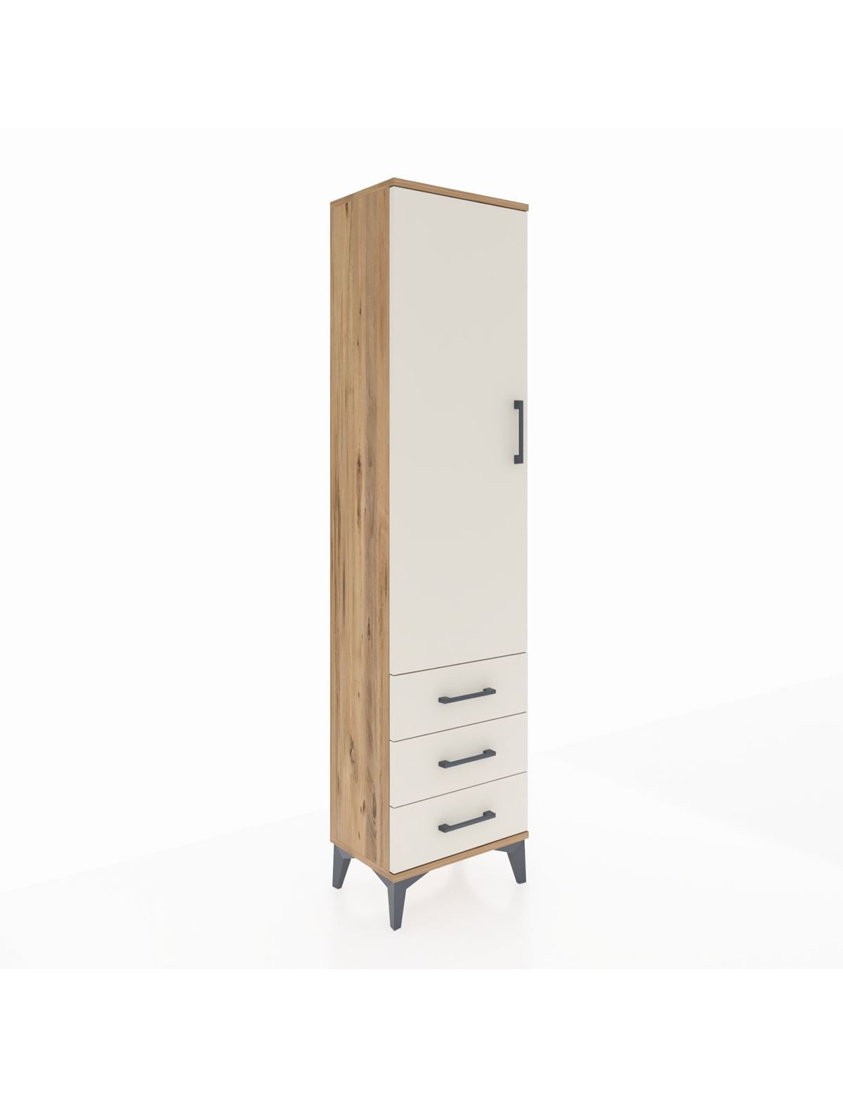 Arges Dolap 4 Raflı 3 Çekmeceli Tek Kapaklı 44x30x182 Çam-Aytaşı