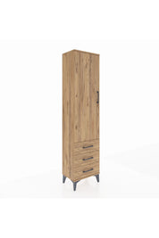 Arges Dolap 4 Raflı 3 Çekmeceli Tek Kapaklı 44x30x182 Çam-Çam