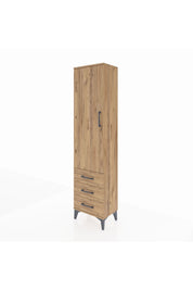 Arges Dolap 4 Raflı 3 Çekmeceli Tek Kapaklı 44x30x182 Çam-Çam