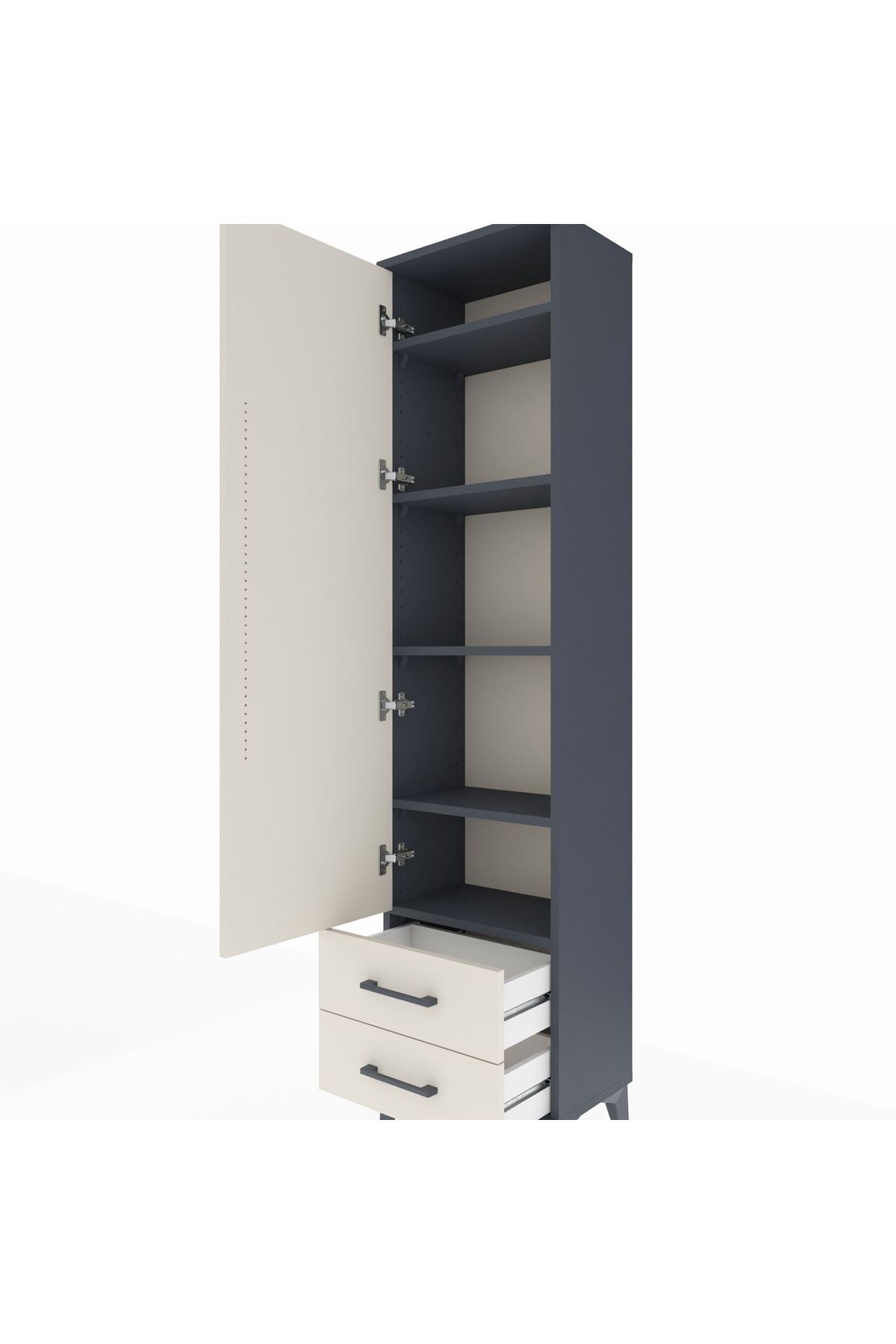 Arges Dolap 5 Raflı 2 Çekmeceli Tek Kapaklı 44x30x182 Antrasit-Aytaşı