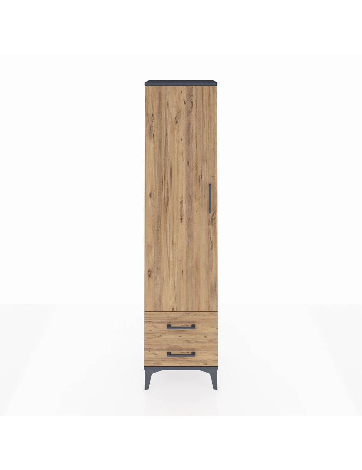 Arges Dolap 5 Raflı 2 Çekmeceli Tek Kapaklı 44x30x182 Antrasit-Çam