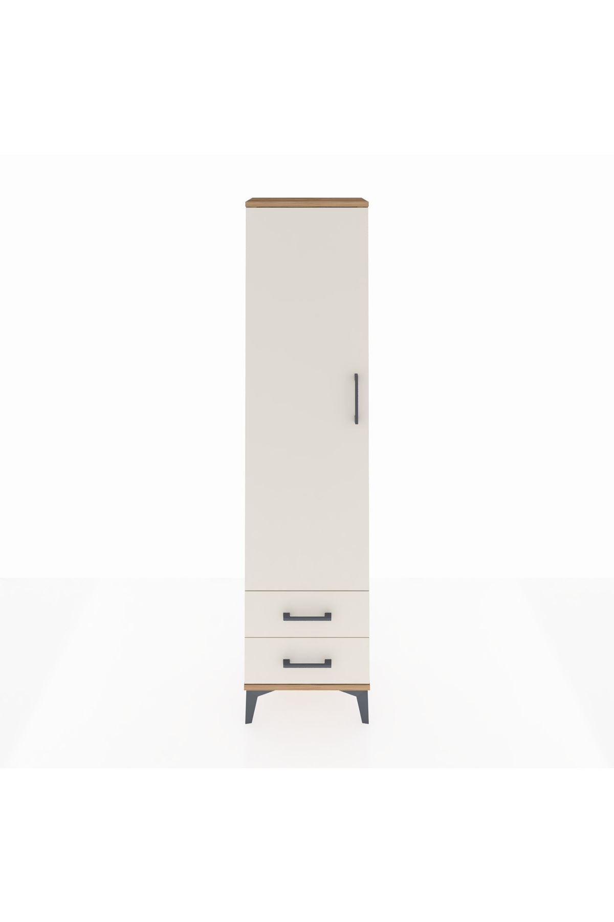 Arges Dolap 5 Raflı 2 Çekmeceli Tek Kapaklı 44x30x182 Çam-Aytaşı