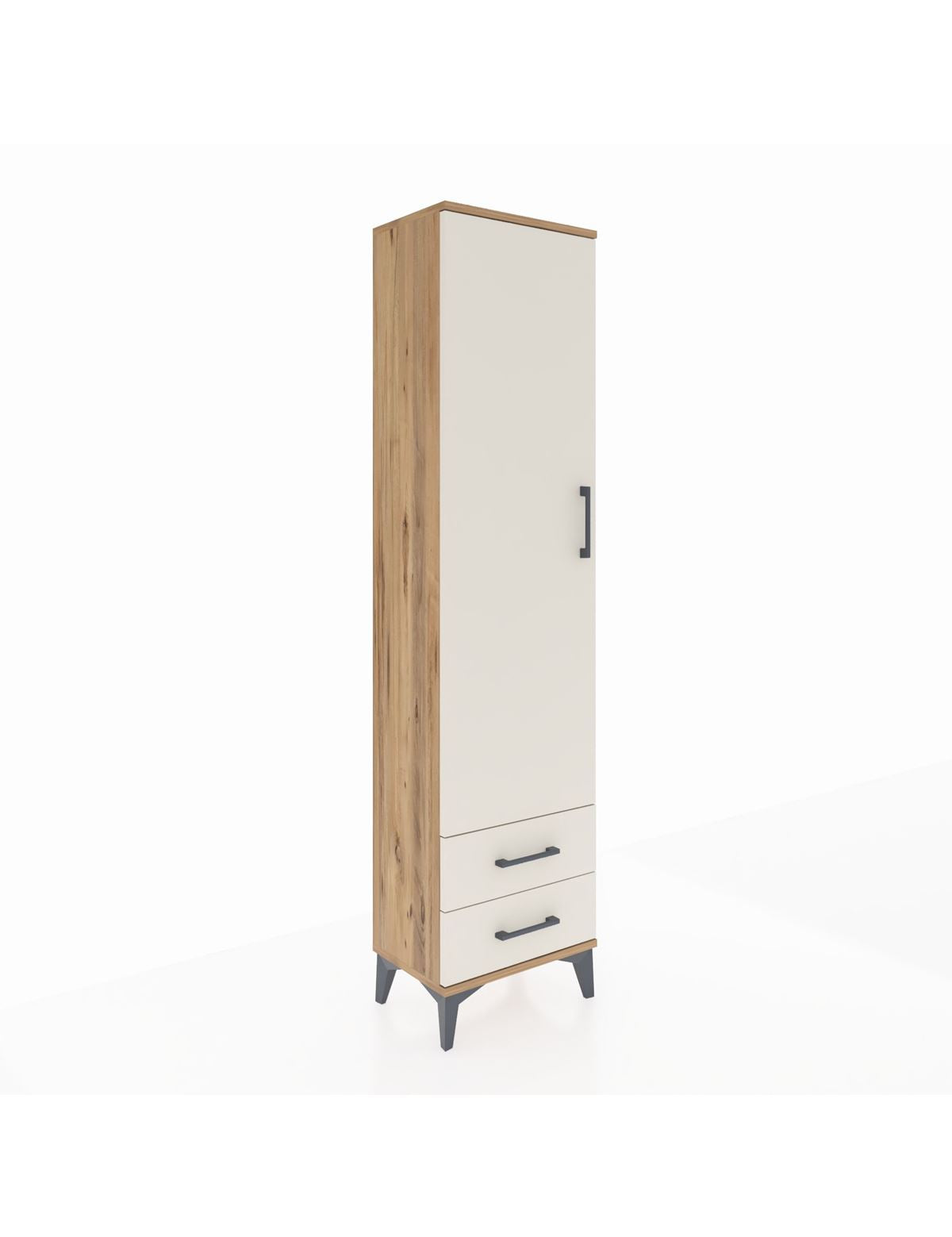 Arges Dolap 5 Raflı 2 Çekmeceli Tek Kapaklı 44x30x182 Çam-Aytaşı