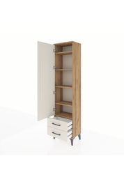 Arges Dolap 5 Raflı 2 Çekmeceli Tek Kapaklı 44x30x182 Çam-Aytaşı