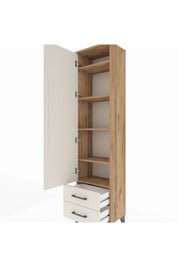 Arges Dolap 5 Raflı 2 Çekmeceli Tek Kapaklı 44x30x182 Çam-Aytaşı
