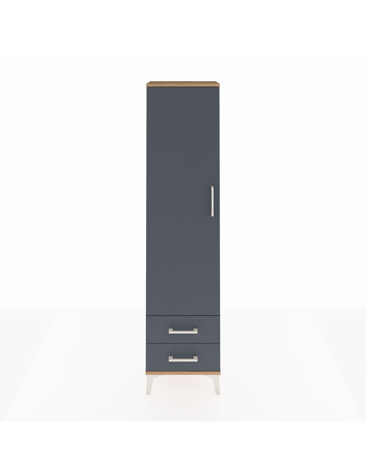 Arges Dolap 5 Raflı 2 Çekmeceli Tek Kapaklı 44x30x182 Çam-Antrasit