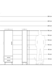 Arges Dolap 5 Raflı 2 Çekmeceli Tek Kapaklı 44x30x182 Çam-Antrasit