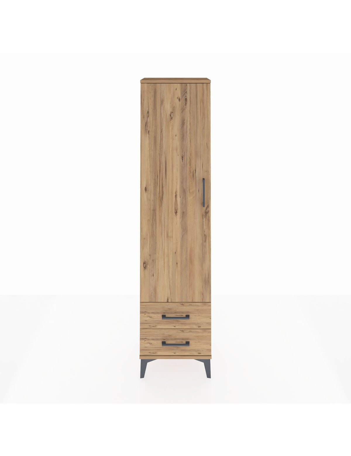 Arges Dolap 5 Raflı 2 Çekmeceli Tek Kapaklı 44x30x182 Çam-Çam