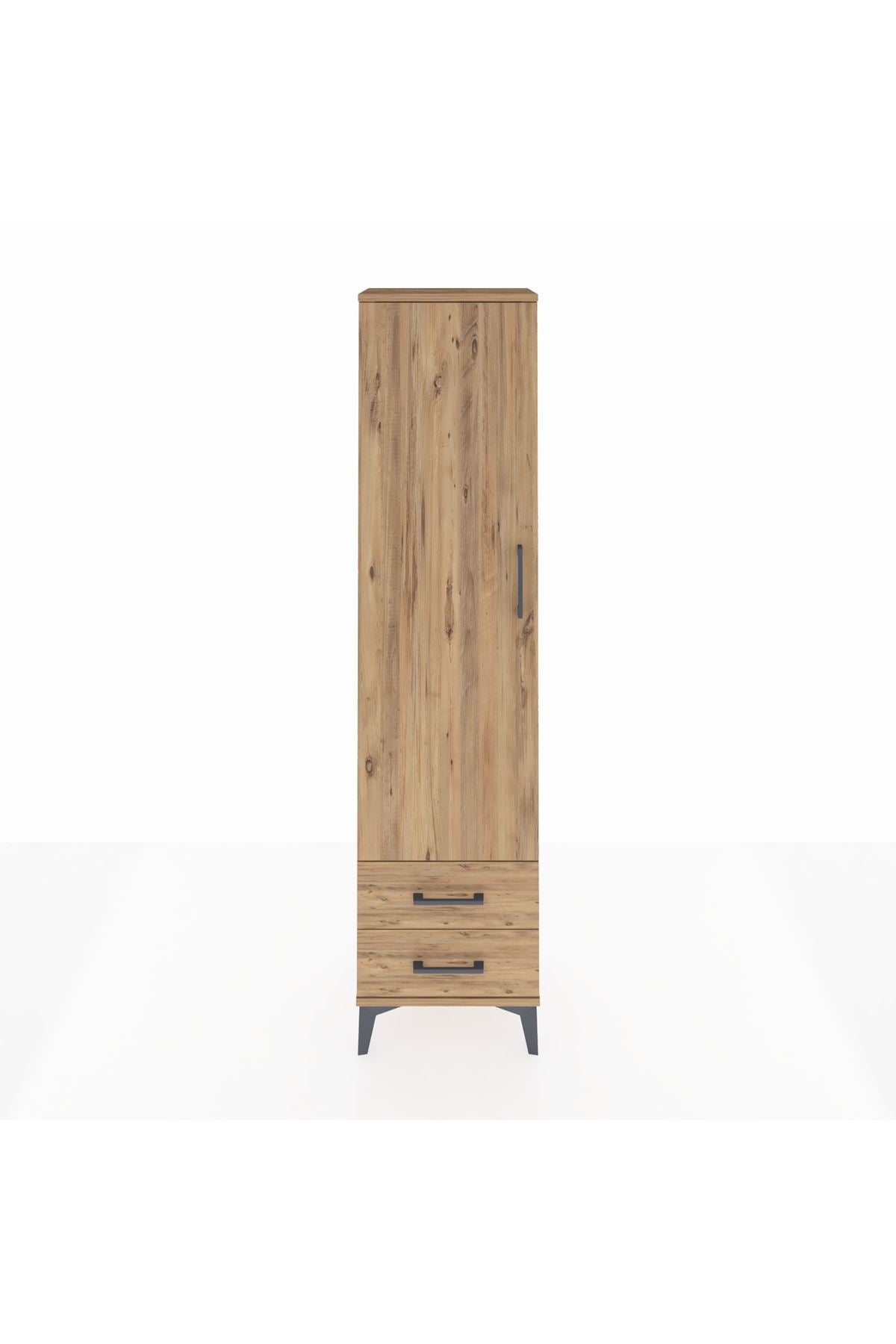 Arges Dolap 5 Raflı 2 Çekmeceli Tek Kapaklı 44x30x182 Çam-Çam