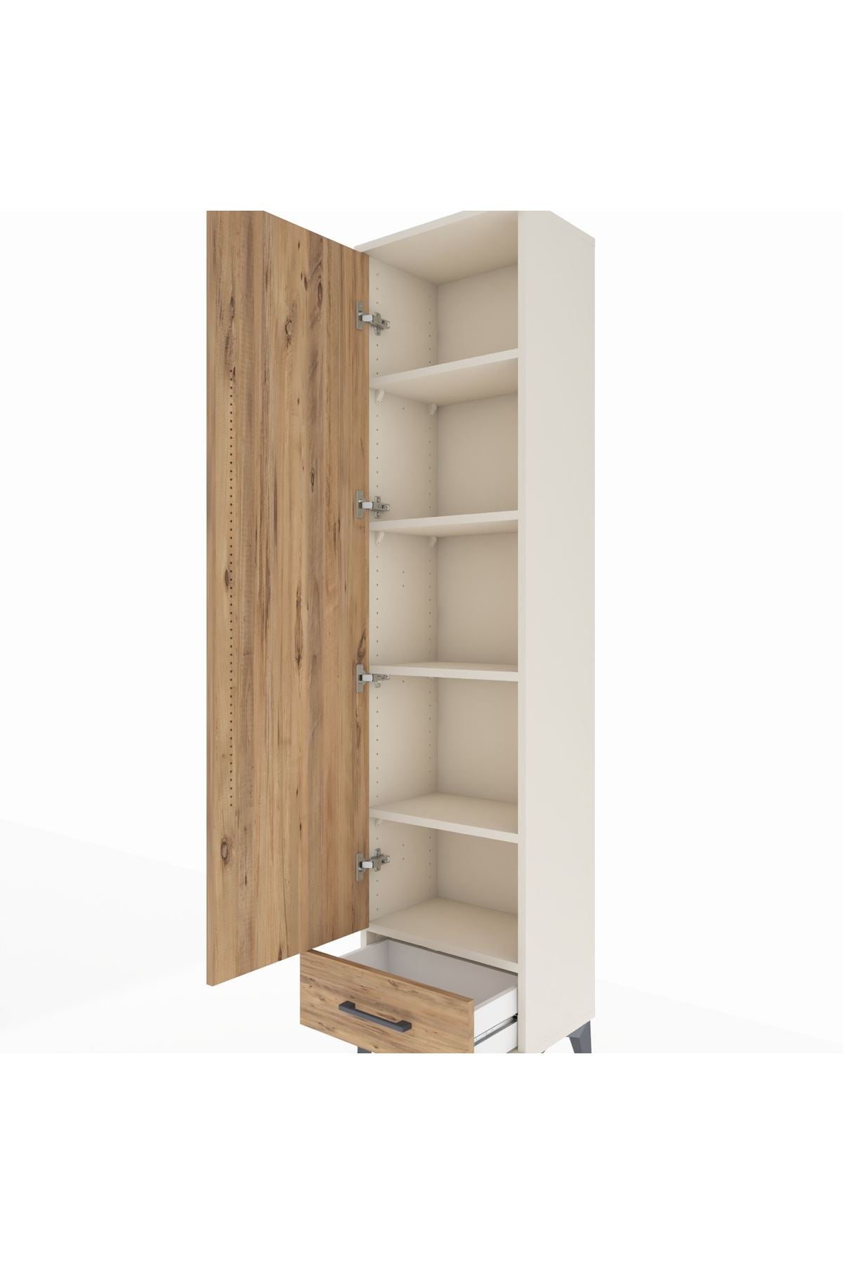 Arges Dolap 5 Raflı Tek Çekmeceli Tek Kapaklı 44x30x182 Aytaşı-Çam