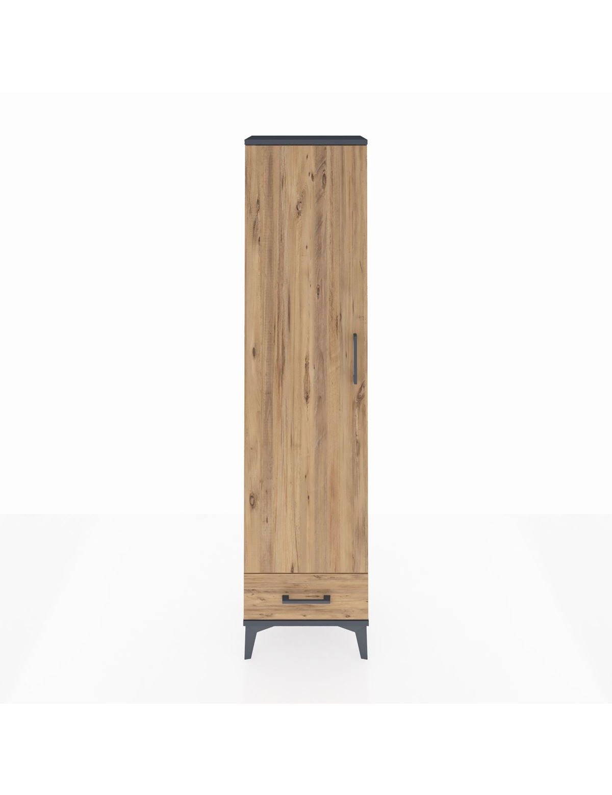 Arges Dolap 5 Raflı Tek Çekmeceli Tek Kapaklı 44x30x182 Antrasit-Çam