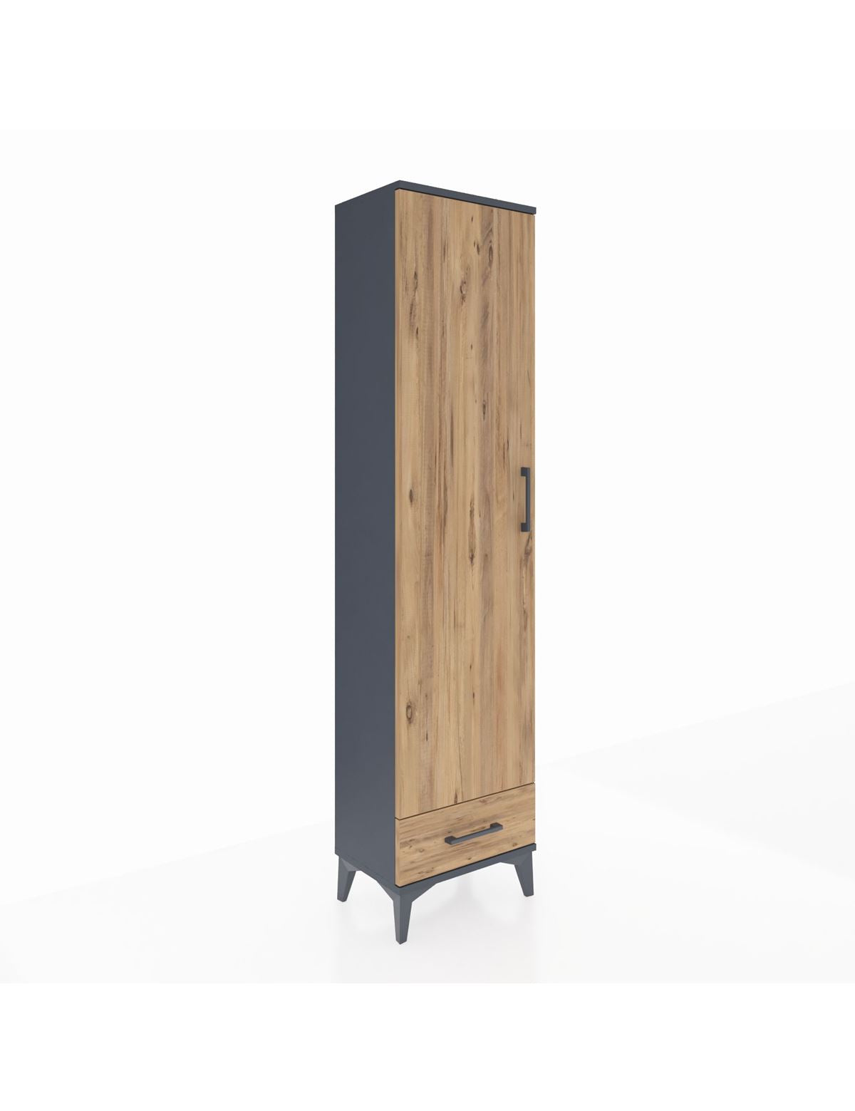 Arges Dolap 5 Raflı Tek Çekmeceli Tek Kapaklı 44x30x182 Antrasit-Çam