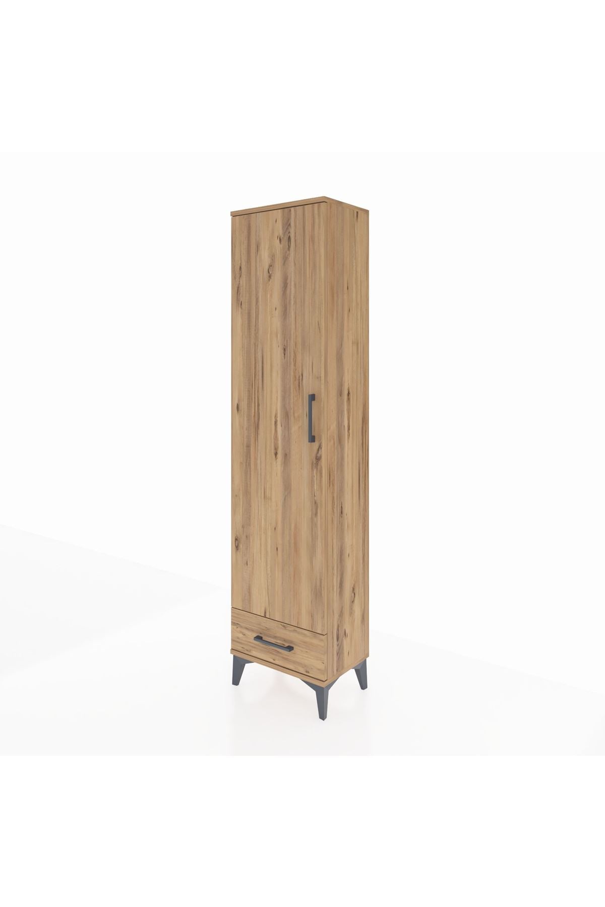 Arges Dolap 5 Raflı Tek Çekmeceli Tek Kapaklı 44x30x182 Çam-Çam