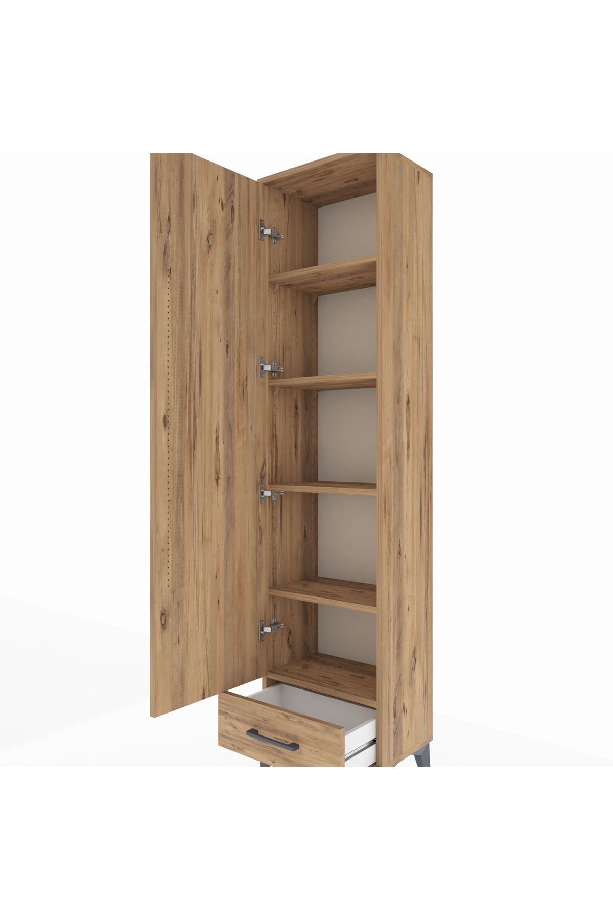 Arges Dolap 5 Raflı Tek Çekmeceli Tek Kapaklı 44x30x182 Çam-Çam