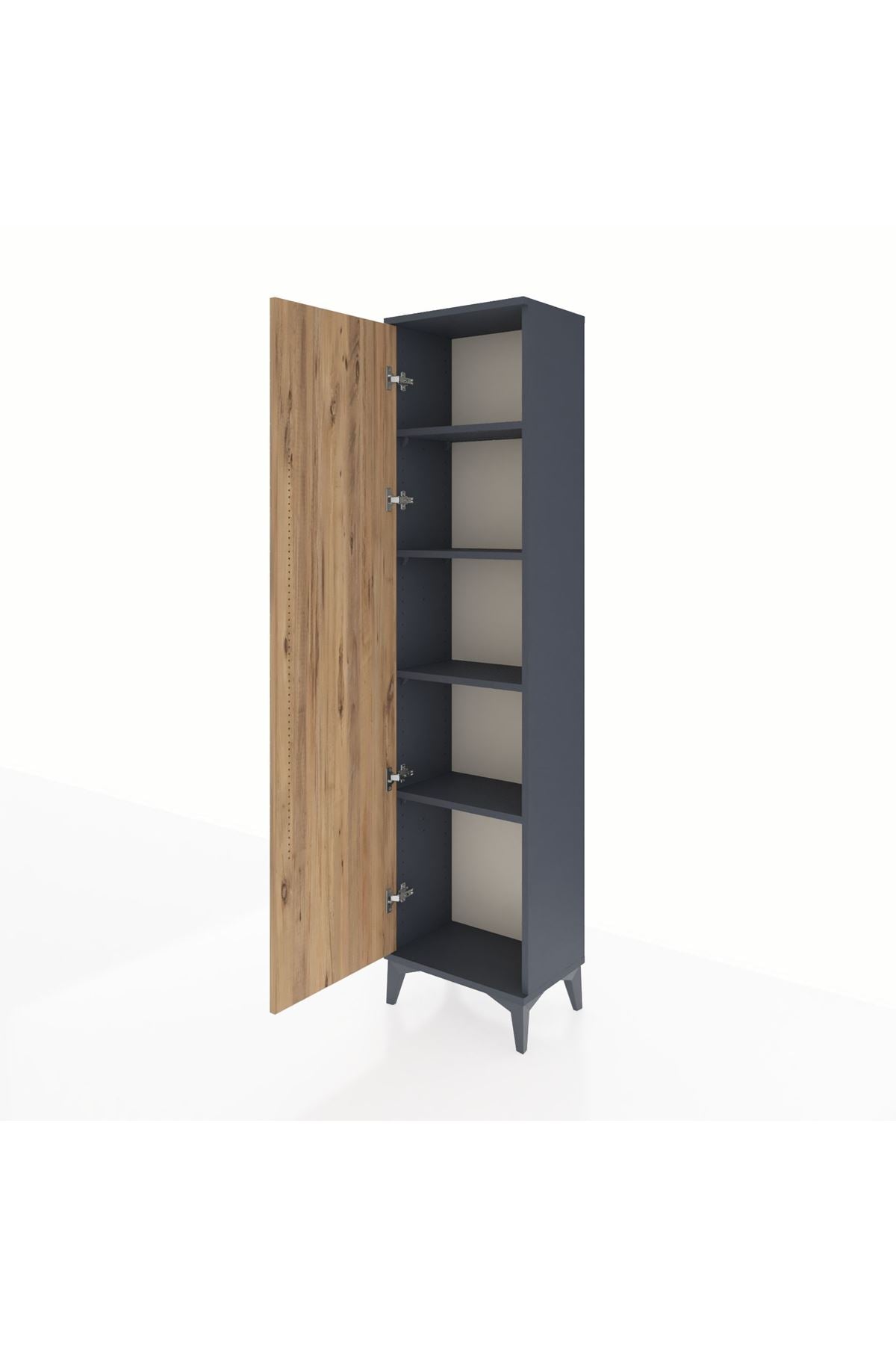 Arges Dolap 4 Raflı Tek Kapaklı 44x30x182 Antrasit-Çam