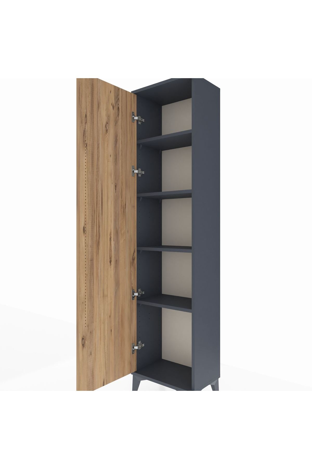 Arges Dolap 4 Raflı Tek Kapaklı 44x30x182 Antrasit-Çam