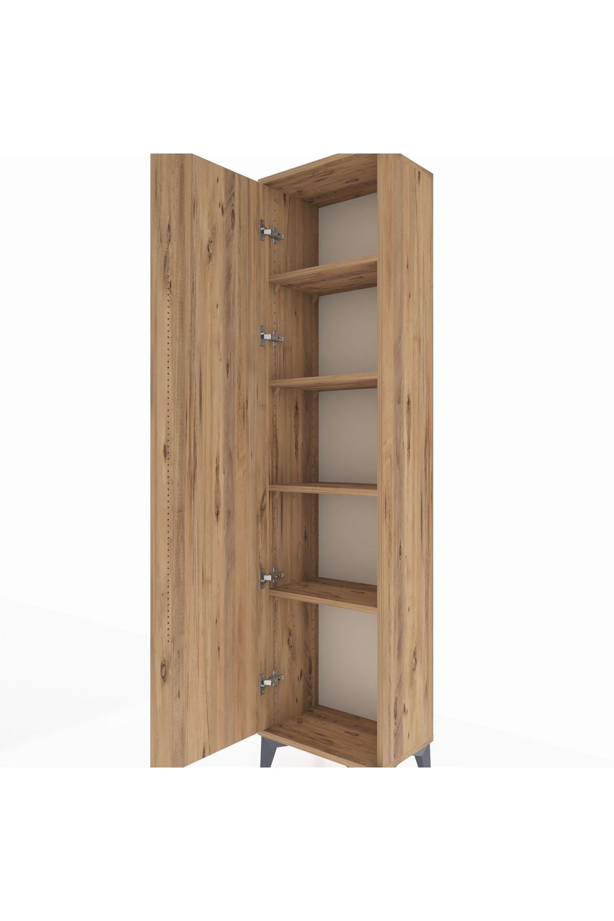 Arges Dolap 4 Raflı Tek Kapaklı 44x30x182 Çam-Çam