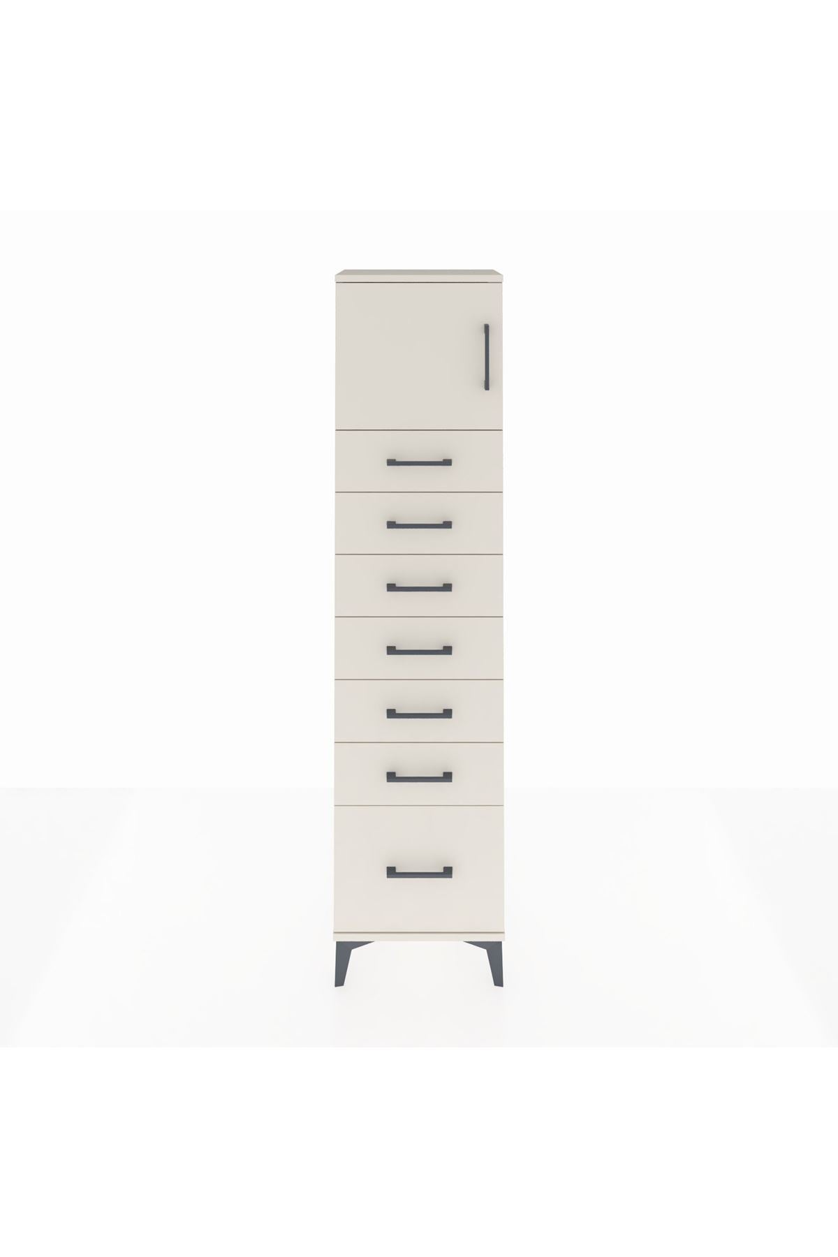 Arges Dolap Tek Raflı 7 Çekmeceli Tek Kapaklı 44x30x182 Aytaşı-Aytaşı