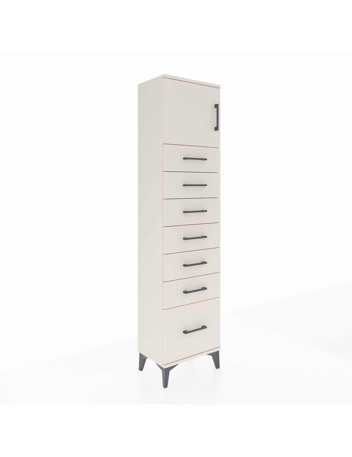 Arges Dolap Tek Raflı 7 Çekmeceli Tek Kapaklı 44x30x182 Aytaşı-Aytaşı