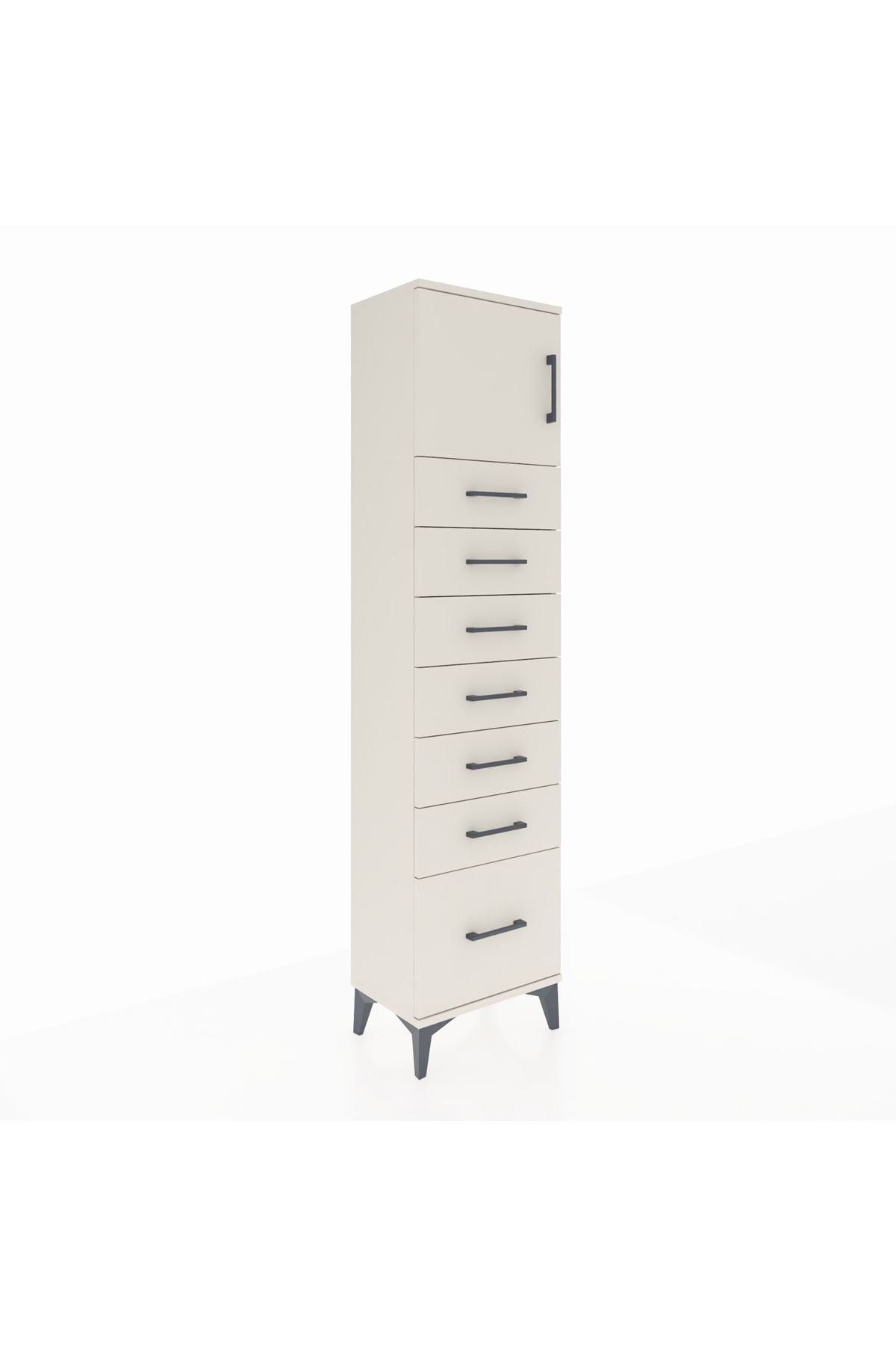 Arges Dolap Tek Raflı 7 Çekmeceli Tek Kapaklı 44x30x182 Aytaşı-Aytaşı