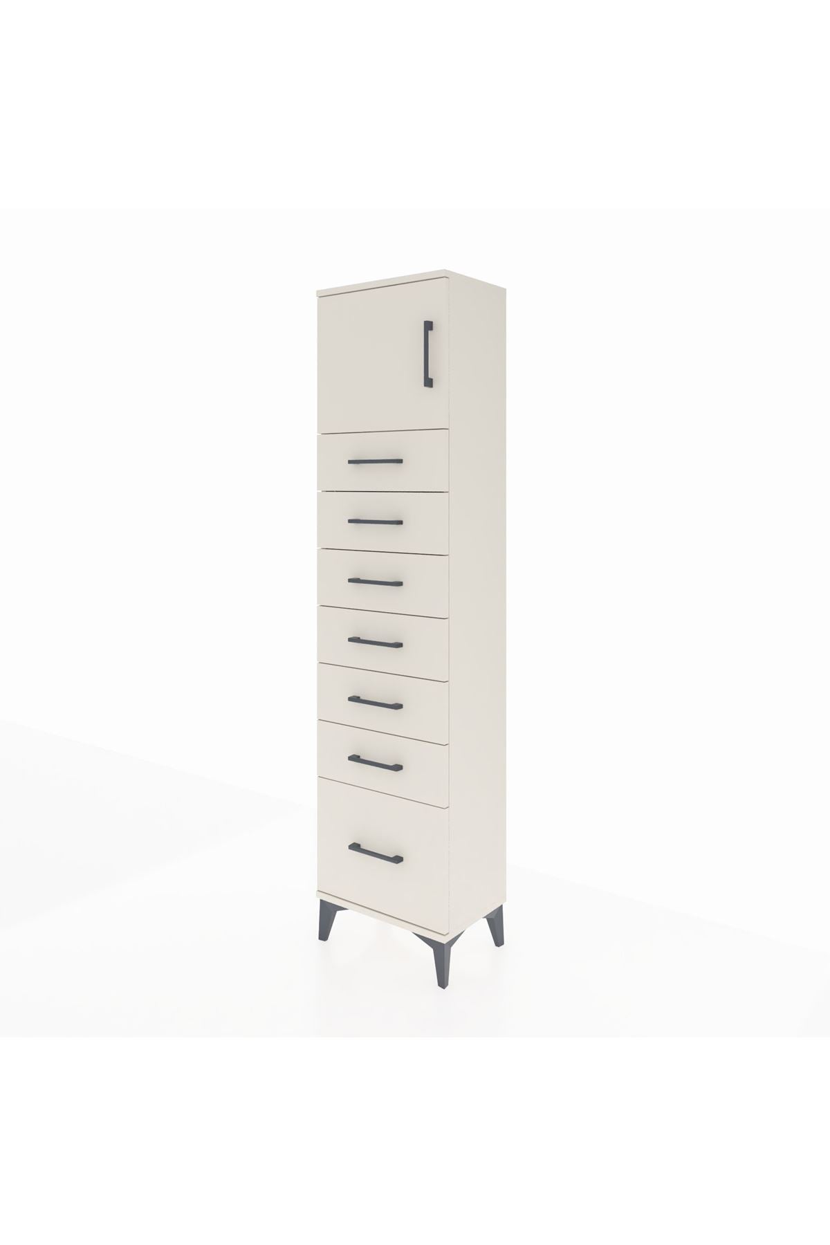 Arges Dolap Tek Raflı 7 Çekmeceli Tek Kapaklı 44x30x182 Aytaşı-Aytaşı