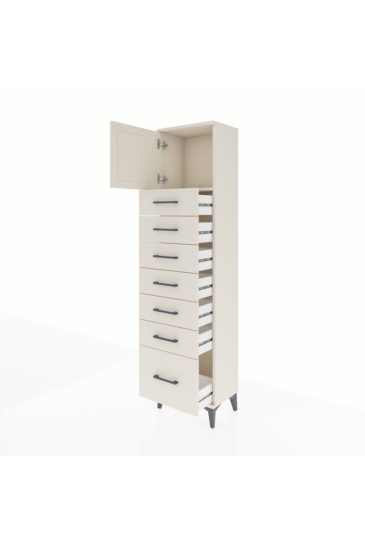 Arges Dolap Tek Raflı 7 Çekmeceli Tek Kapaklı 44x30x182 Aytaşı-Aytaşı