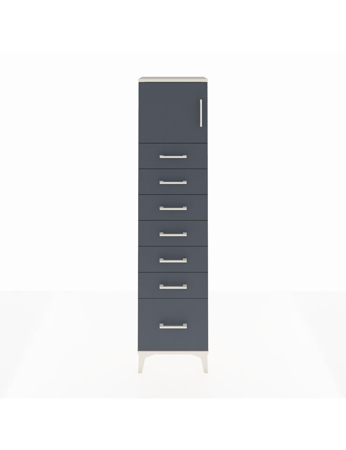 Arges Dolap Tek Raflı 7 Çekmeceli Tek Kapaklı 44x30x182 Aytaşı-Antrasit