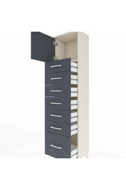 Arges Dolap Tek Raflı 7 Çekmeceli Tek Kapaklı 44x30x182 Aytaşı-Antrasit