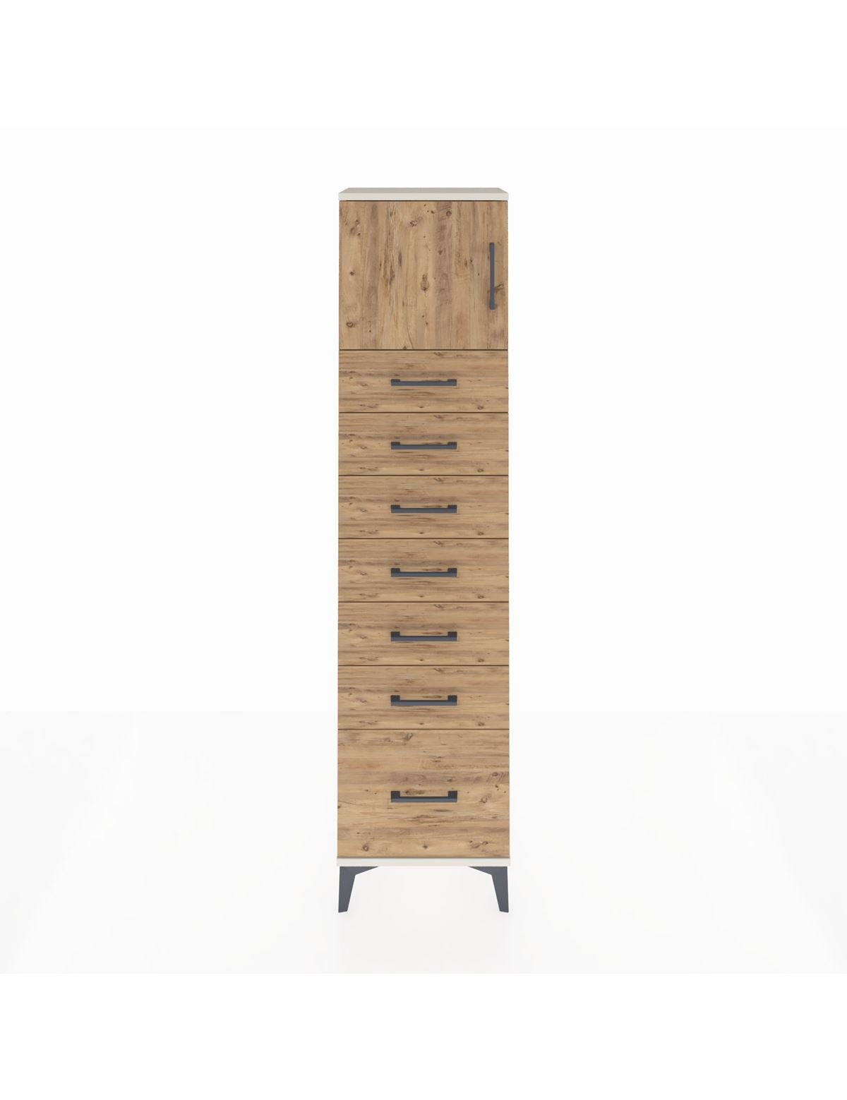 Arges Dolap Tek Raflı 7 Çekmeceli Tek Kapaklı 44x30x182 Aytaşı-Çam