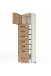 Arges Dolap Tek Raflı 7 Çekmeceli Tek Kapaklı 44x30x182 Aytaşı-Çam