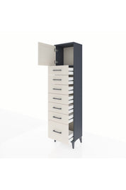 Arges Dolap Tek Raflı 7 Çekmeceli Tek Kapaklı 44x30x182 Antrasit-Aytaşı