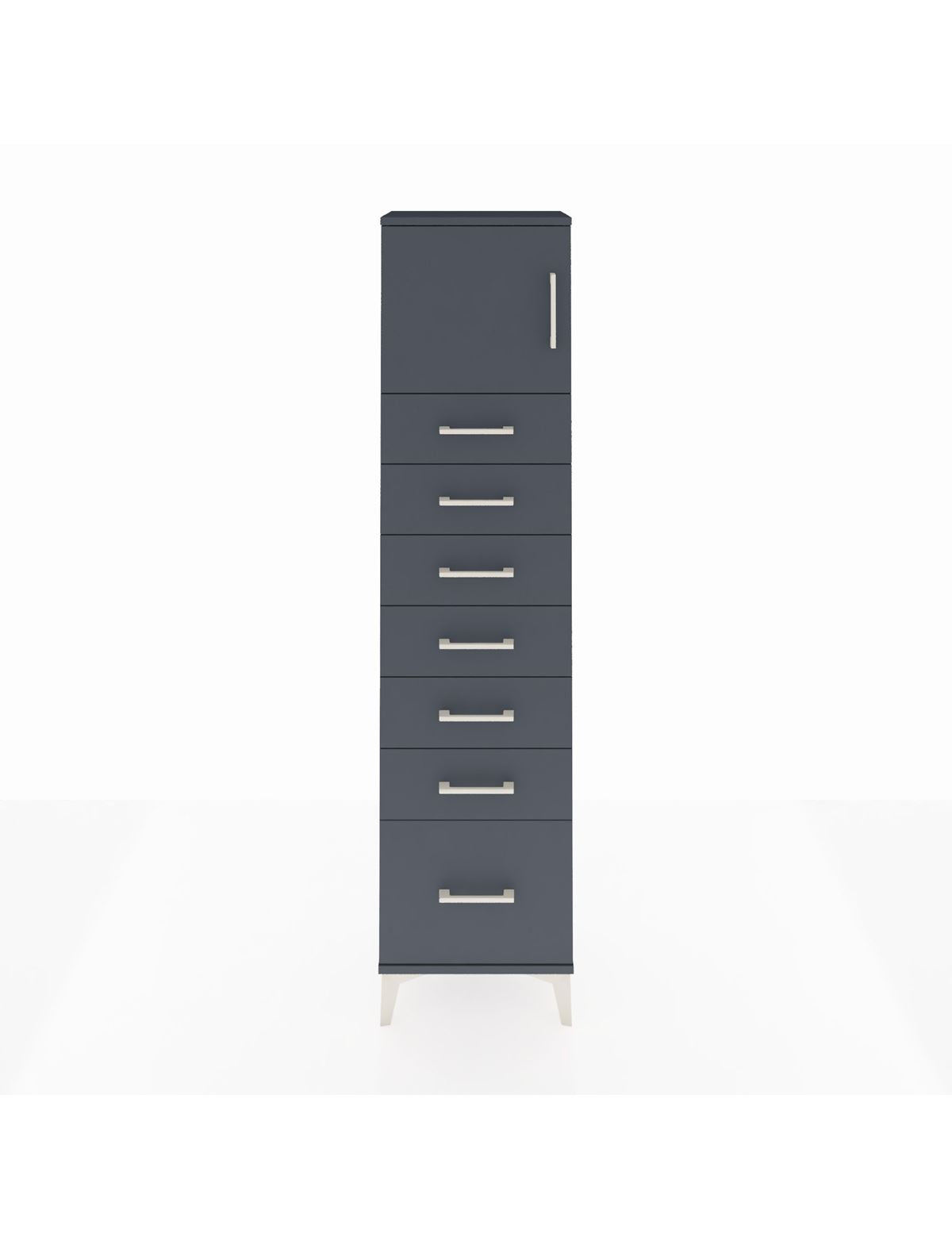 Arges Dolap Tek Raflı 7 Çekmeceli Tek Kapaklı 44x30x182 Antrasit-Antrasit