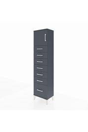 Arges Dolap Tek Raflı 7 Çekmeceli Tek Kapaklı 44x30x182 Antrasit-Antrasit