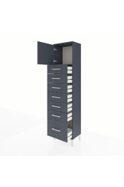 Arges Dolap Tek Raflı 7 Çekmeceli Tek Kapaklı 44x30x182 Antrasit-Antrasit