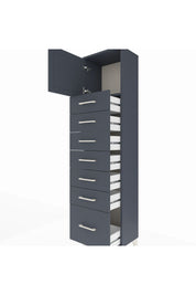 Arges Dolap Tek Raflı 7 Çekmeceli Tek Kapaklı 44x30x182 Antrasit-Antrasit